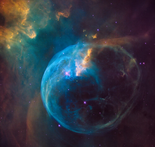 Bubble Nebula (2016): The Hubble Space Telescope captured this image of an enormous bubble being blown into space by a super-hot, massive star